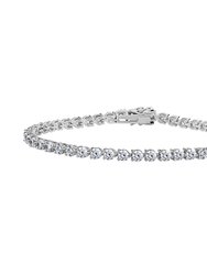 Minimal 3.5mm Round Cut Tennis Bracelet - Rhodium