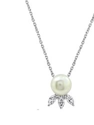 Ocean Gift Pearl With CZ Accents Necklace - Clear