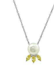 Ocean Gift Pearl With CZ Accents Necklace - Yellow