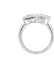 Oval And Emerald Cut Double Stone Ring