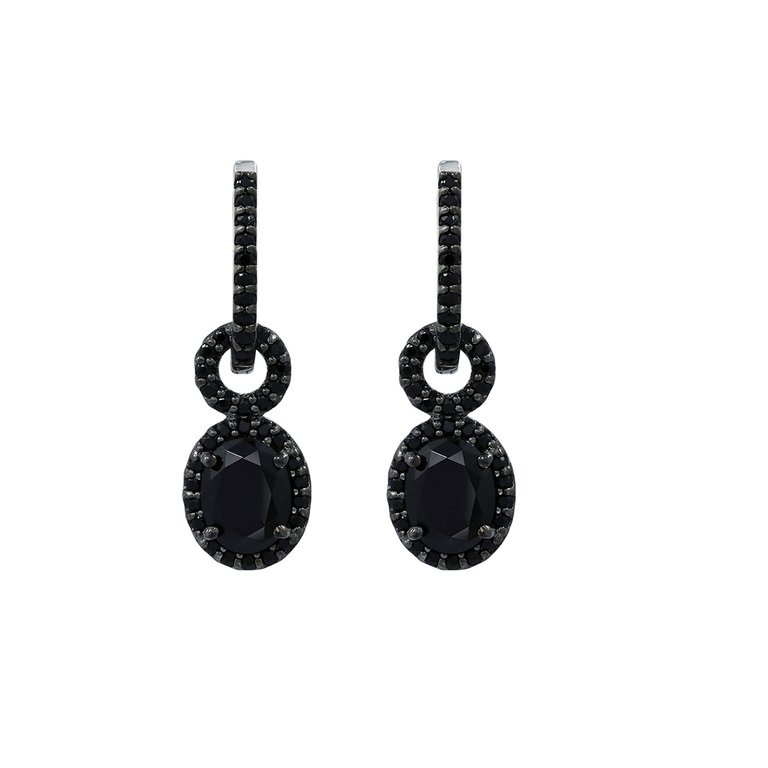 Oval Drop Earrings - Black