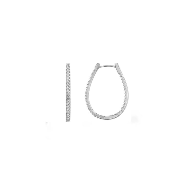 Oval Hoop Earrings - Platinum