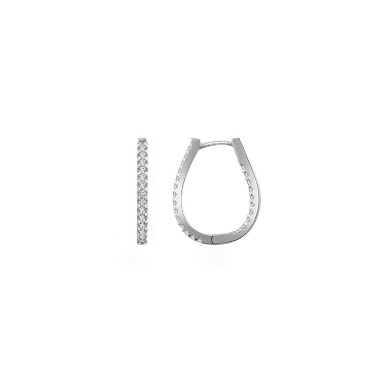 Oval Hoop Earrings - Platinum