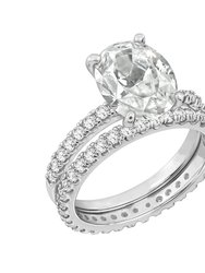 Oval Solitaire Engagement Ring Set - Platinum