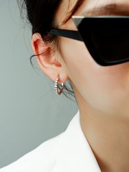 Pave Hoop Earrings - Rhodium