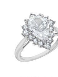 Pear CZ Halo Ring - Platinum