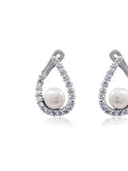 Pearl Omega Hoop Earrings