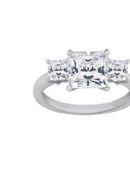 Princess 3-Stone Ring - Rhodium