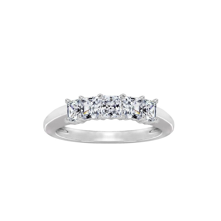 Princess 5-Stone Ring - Rhodium