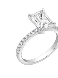 Radiant Emerald Cut Solitaire Ring - Siilver