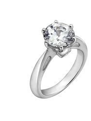 Round Cut Solitaire With Tapered Band Ring - Platinum