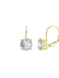 Round Solitaire Earrings With Leverback - Yellow Gold
