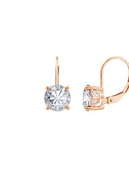 Round Solitaire Earrings With Leverback - Rose Gold