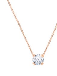 Round Solitaire Pendant Necklace - Rose Gold