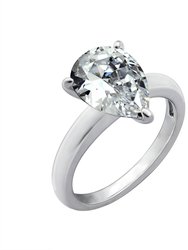 Solitaire Pear Cocktail Ring - Silver