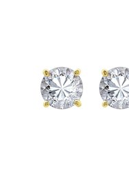 Solitaire Round Stud Earrings - Yellow Gold