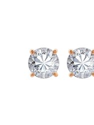 Solitaire Round Stud Earrings - Rose Gold