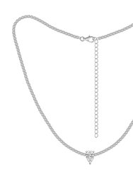 Solo Pear Tennis Necklace - White