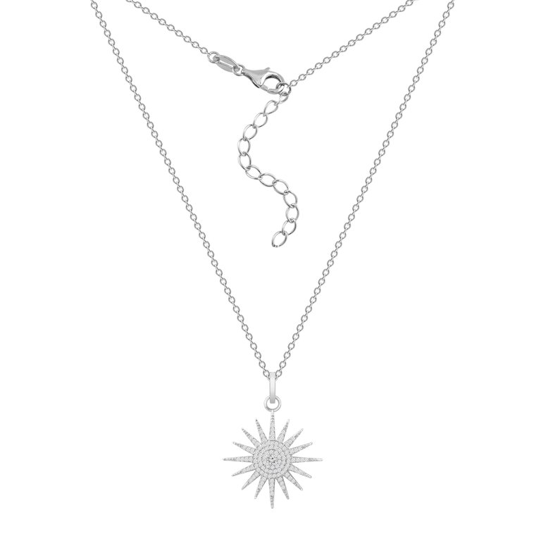 Sunburst Pave Pendant Necklace - White