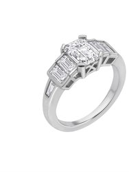 Tapered Emerald Cut Baguette Ring - Silver