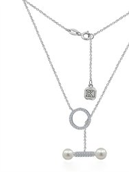 Toggle Necklace With Duo Pearls - Silver