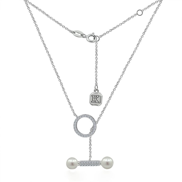 Toggle Necklace With Duo Pearls - Silver