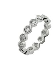 Twisted Bezel Eternity Band Ring - Silver