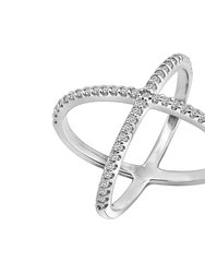 Wide Criss Cross X Ring - Silver
