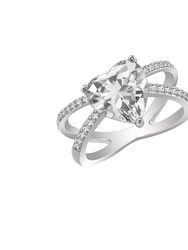 X Split Shank Solitaire Ring - Silver