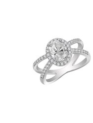 X Split Shank Solitaire Ring - Silver