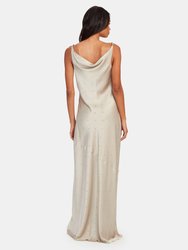 Eden Satin Swarovski Cowl Neck Gown