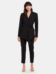 Olisa Belted Blazer - Black/Ivory