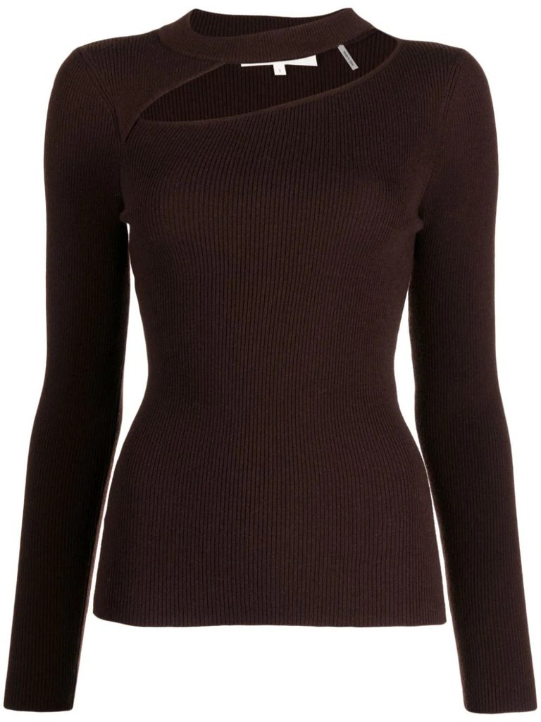 Women Barton Long Sleeve Cut-Out Top - Brown