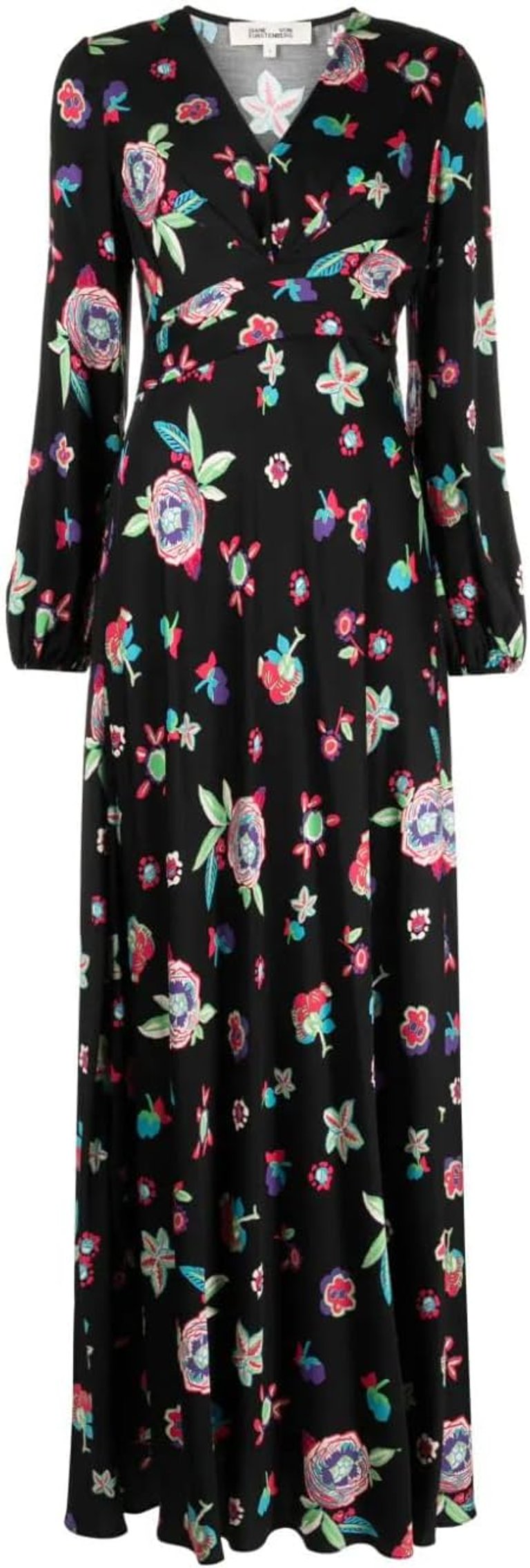 Women Viscose V-Neck Dvf Monika Dress Mystic Flower Dots - Multicolor