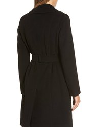 Women's Double Breasted Tie Waist Wool Coat