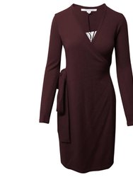 Women's Linda Wrap Style Wool Cashmere Dress - Brown