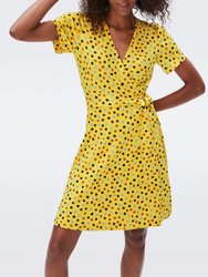 Women's Palmina Wrap Mini Dress Lipstick Dot Sig - Yellow