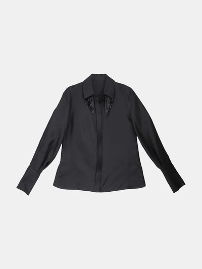Dice Kayek Dice Kayek Women's Black Beaded Fringe Collar Shirt Blouse product