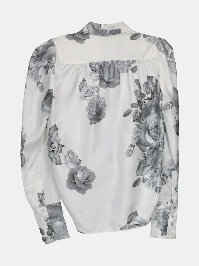 Women's Floral Print Asymmetric Shirt Blouse