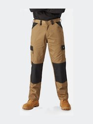 Mens Plain Work Trousers (Khaki/Black) - Khaki/Black