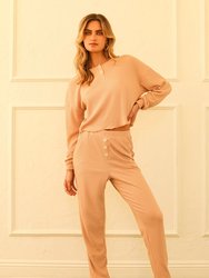Scout Long Sleeve Oversized Crop Top - Nude