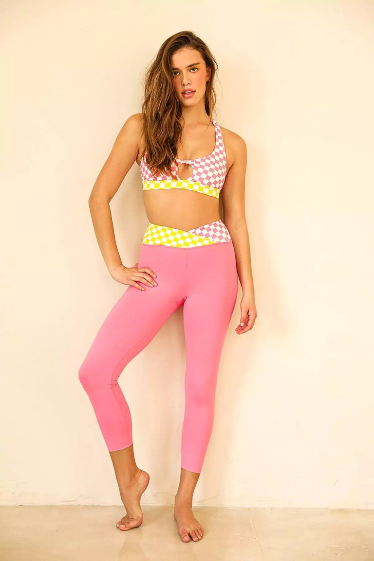 Starla Sports Bra - Checked Out (Pink/Yellow)