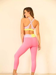 Starla Sports Bra - Checked Out (Pink/Yellow)