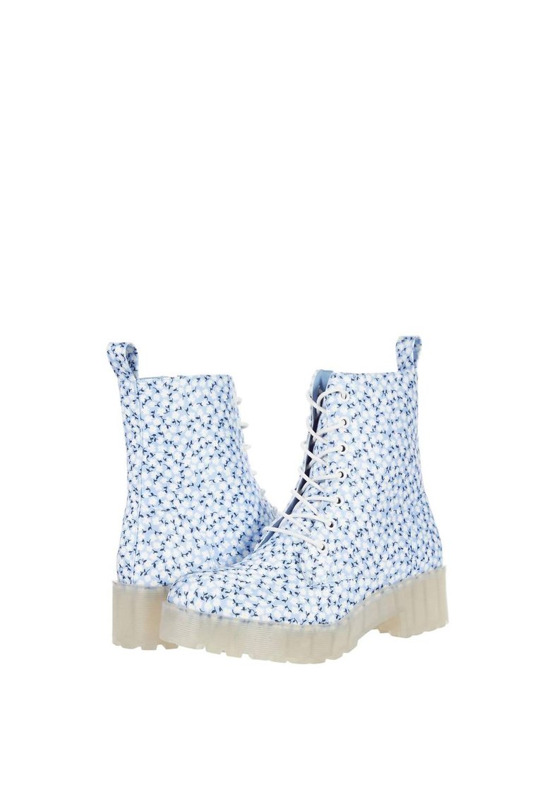 Mazzy Bootie In Light Blue Floral - Light Blue Floral