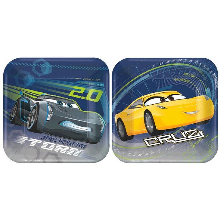 Cars 3 7-Inch Square Plates 8 per Package]