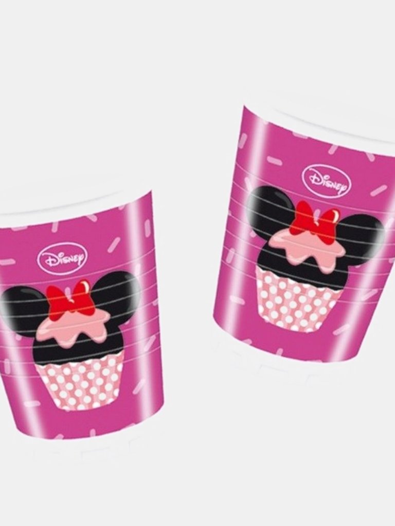 Cupcake Minnie Mouse Plastic Disposable Cup - Pack of 8 - Pink/Black