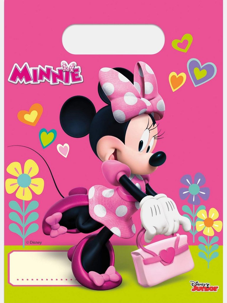 Minnie Mouse Party Bags - Pack Of 6 - Pink/Green - Pink/Green