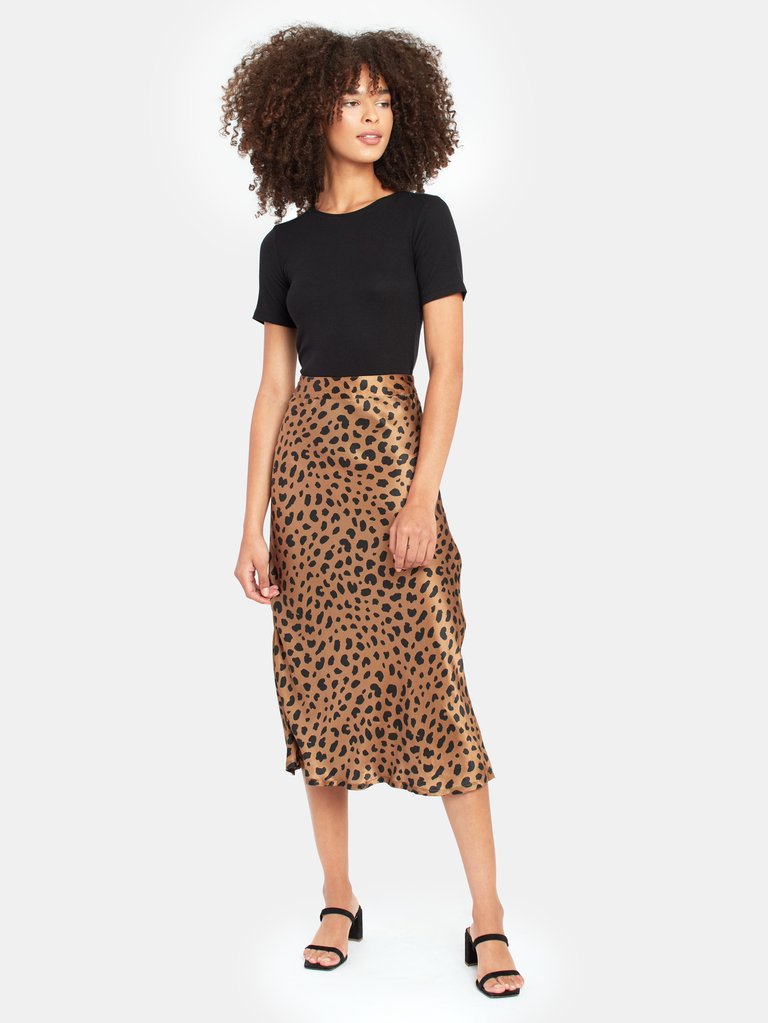 Bank St Leopard Midi Skirt