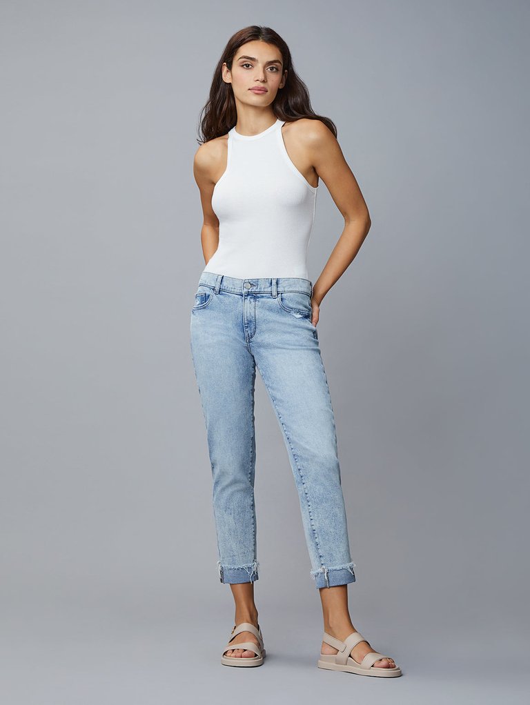 Riley Boyfriend Straight Jeans - Light Blue