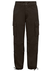 Women Gwen Jogger: Cargo Side Pockets Black (Twill) Pants